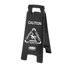 Thumbnail image #1 for Rubbermaid Commercial Products Executive 1867505 2-Sided Multilingual Foldable Black Plastic A-Frame Caution Floor Sign Case of 6