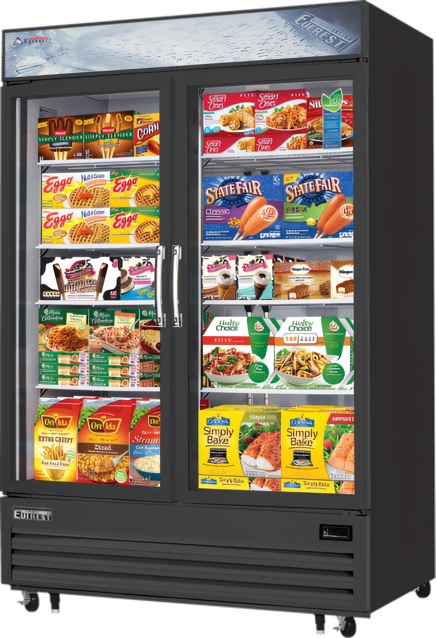 Product image #1 for Everest Refrigeration EMGF48B Reach-In Glass Door Merchandiser Freezer, 2-Section, 48 Cu. Ft.