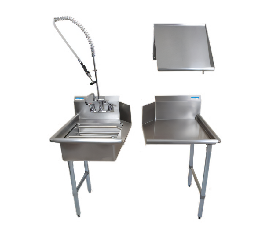 Product image #1 for BK Resources 72-Inch Left-to-Right Dish Table Kit with Pre-Rinse Assembly and Add-On Faucet