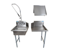 BK Resources 72-Inch Left-to-Right Dish Table Kit with Pre-Rinse Assembly and Add-On Faucet