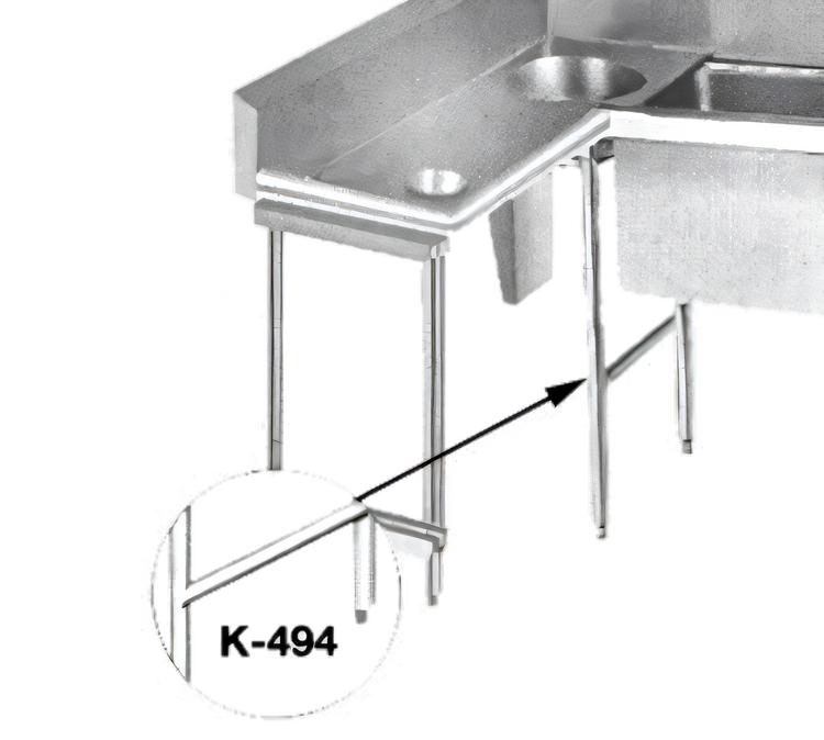 Product image #1 for Advance Tabco Stainless Steel Leg Assembly for Dishtables with Welded Cross Brace