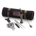 Thumbnail image #1 for Barfly Essentials 7-Piece Mixology Bar Tool Set with Waxed Canvas Roll, Gun Metal Black-Plated Finish