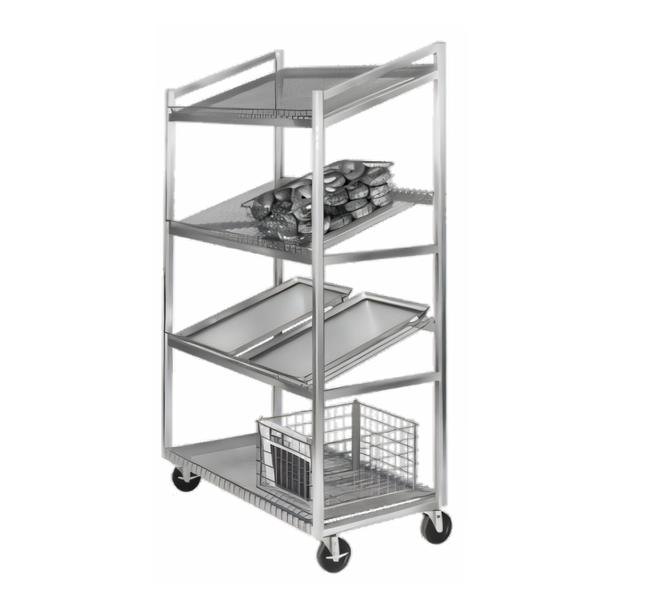 Product image #1 for Channel Manufacturing SORT-4 Slanted Aluminum Display Rack with 4 Removable Wire Shelves
