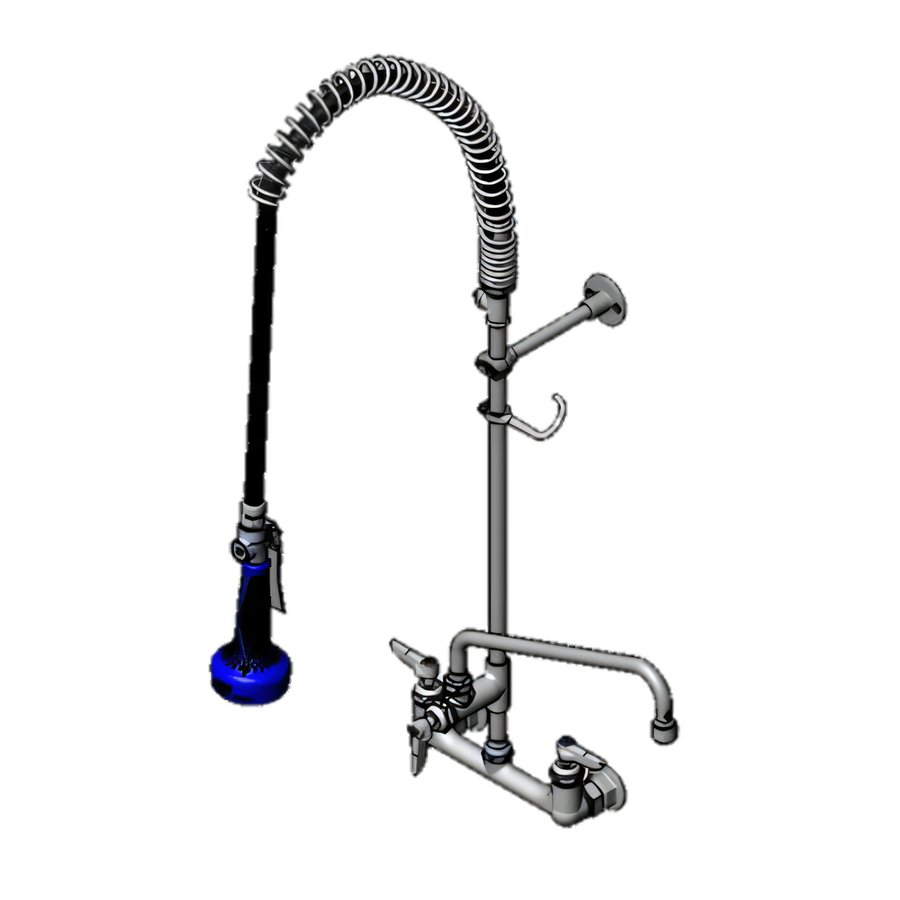 Product image #1 for T&S Brass Easy Install Pre-Rinse Unit with Add-On Faucet, 8-Inch Wall Mount, 12-Inch Swing Spout