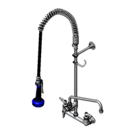 T&S Brass Easy Install Pre-Rinse Unit with Add-On Faucet, 8-Inch Wall Mount, 12-Inch Swing Spout