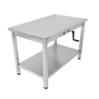 Thumbnail image #1 for John Boos LT6-3060SSW ADA Hydraulic Adjustable-Height Stainless Steel Work Table, 60 x 30 Inch, 16-Gauge 300 Series Top, Fixed Undershelf
