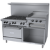 Thumbnail image #1 for Garland G Starfire Pro 60-Inch Commercial Gas Range with 6 Open Burners, 24-Inch Raised Griddle/Broiler, Convection Oven and Storage Base