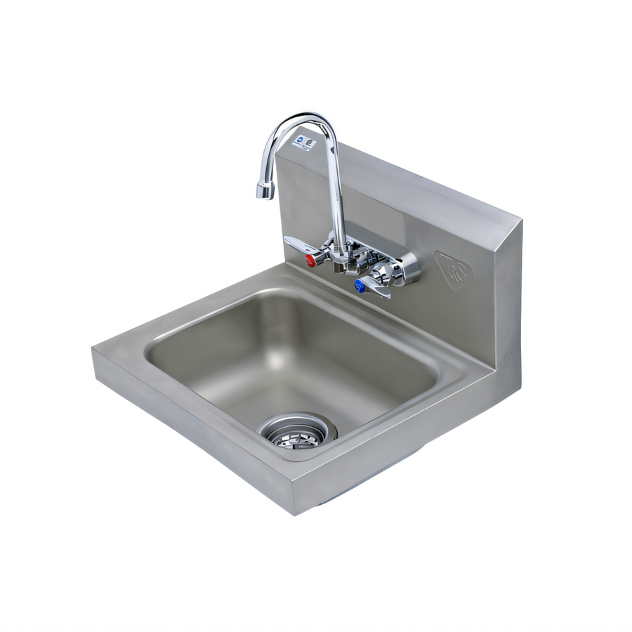 Product image #1 for Wall-Mounted Stainless Steel Hand Sink with 4-Inch Mixing Faucet