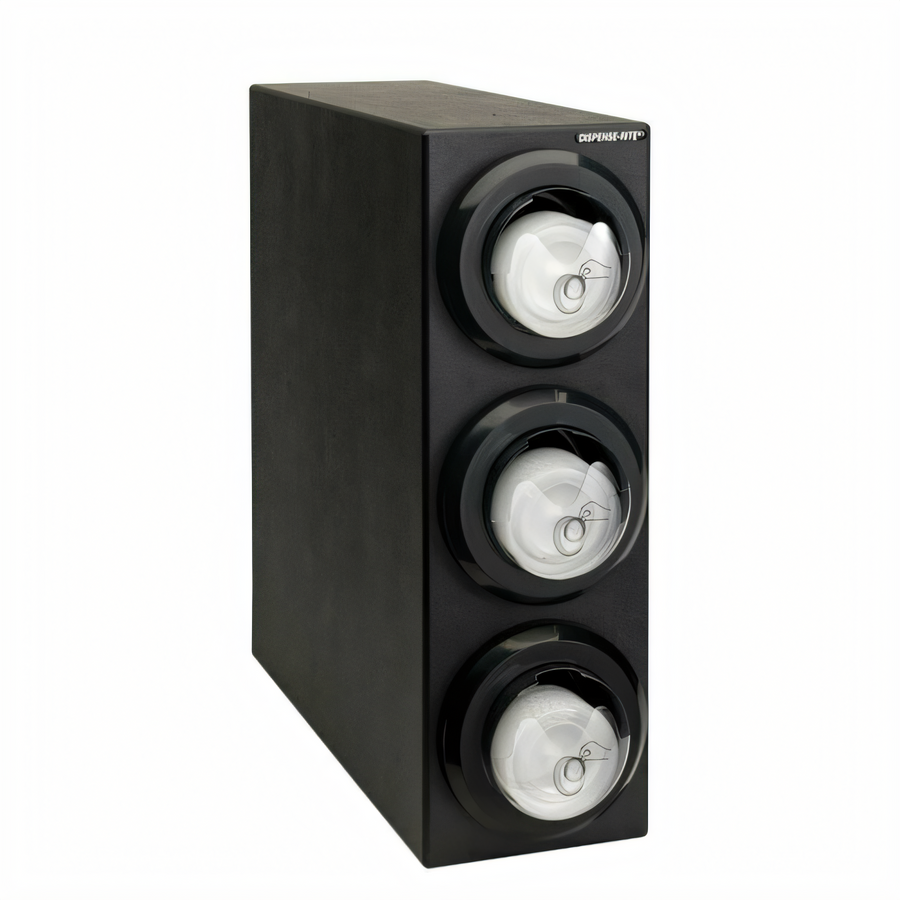 Product image #1 for Dispense-Rite Countertop Lid Dispensing Cabinet, 3-Compartment, for 8 to 44 oz. Lids, Black Polystyrene