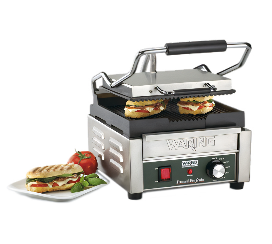 Product image #1 for Waring Panini Perfetto™ Compact Single Ribbed Countertop Panini Grill, 120V