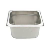 NestWell 1/6 Size Solid Stainless Steel Steam Table Pan, 4 Inch Deep, Standard 24 Gauge