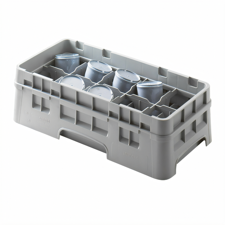 Product image #2 for Cambro Camrack Half Size 10-Compartment Cup Rack with Soft Gray Extender, Beige