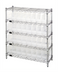 Thumbnail image #1 for Quantum Bin Wire Shelving Center with 5 Shelves and 32 Clear Bins, 36 x 12 x 39 Inches, Chrome Finish