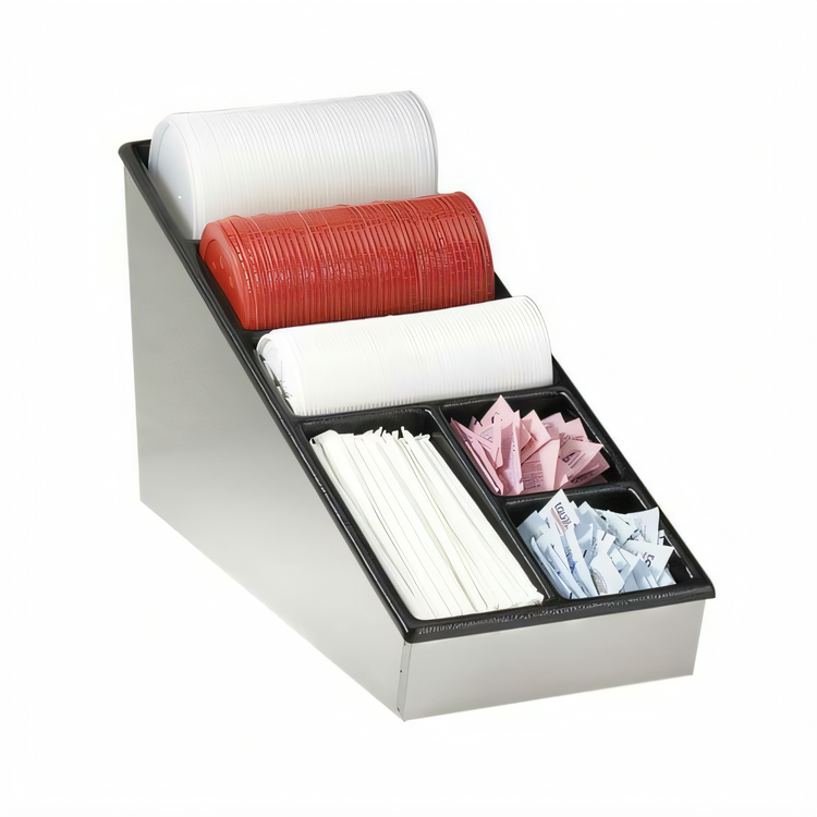 Product image #1 for Dispense-Rite NLS-1 Narrow 6-Section Stainless Steel Lid, Straw & Condiment Organizer