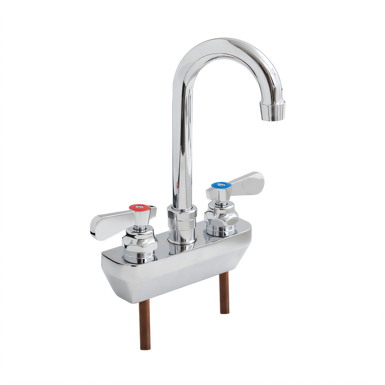 Product image #1 for John Boos Low-Lead Heavy Duty Backsplash-Mount Gooseneck Faucet with 3-1/2 Inch Spout, 4 Inch Centers