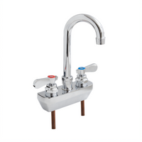 John Boos Low-Lead Heavy Duty Backsplash-Mount Gooseneck Faucet with 3-1/2 Inch Spout, 4 Inch Centers