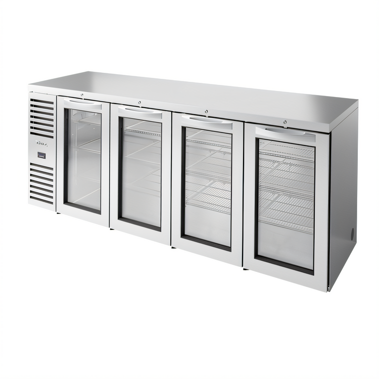 Product image #1 for True Premier Bar Four-Section Refrigerated Back Bar Cooler with 4 Locking Glass Doors, 92-Inch Wide