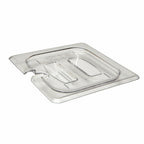 Thumbnail image #1 for Cambro Camwear® 60CWCHN135 Food Pan Cover, 1/6 Size, Notched with Handle, Polycarbonate, Clear Case of 6