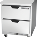 Thumbnail image #1 for Beverage Air WTRD27AHC-2-FLT 27-Inch One-Section Worktop Refrigerator with 2 Drawers, Flat Stainless Steel Top, R290 Refrigeration
