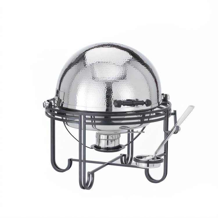 Product image #1 for Mesa Hammered Stainless Steel 6 Qt Round 180° Roll-Top Chafer