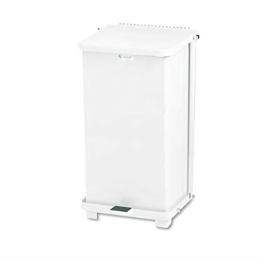 Product image #1 for Defenders 13 Gallon White Square Step Can with Retainer Band and Plastic Liner