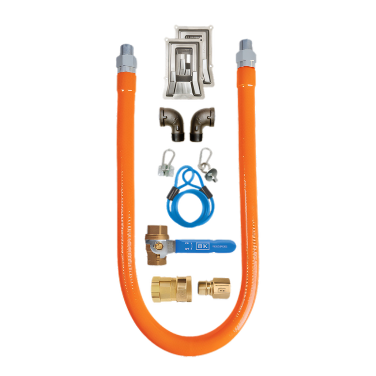 Product image #1 for BK Resources Set-Pro Gas Hose Connection Kit #3 with 60-Inch x 3/4-Inch I.D. Stainless Steel Hose