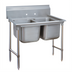 Thumbnail image #1 for Advance Tabco Regaline 2-Compartment Commercial Sink, 16 x 20 Bowls, 18-Gauge 304 Stainless Steel, 8-Inch Splash, Open Frame Base