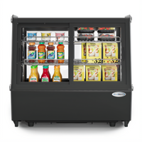 KoolMore 28-Inch Countertop Self-Service Refrigerated Display Case with Sliding Glass Doors, Black