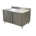 Thumbnail image #1 for BK Resources 60 Inch x 30 Inch 304 Stainless Steel Enclosed Work Table with Cabinet Base, Hinged Doors, and 5 Inch Backsplash