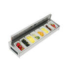 Thumbnail image #1 for Krowne Royal Series KR-522 9-Compartment Stainless Steel Garnish Station with Sliding Cover for 36-Inch Ice Bin