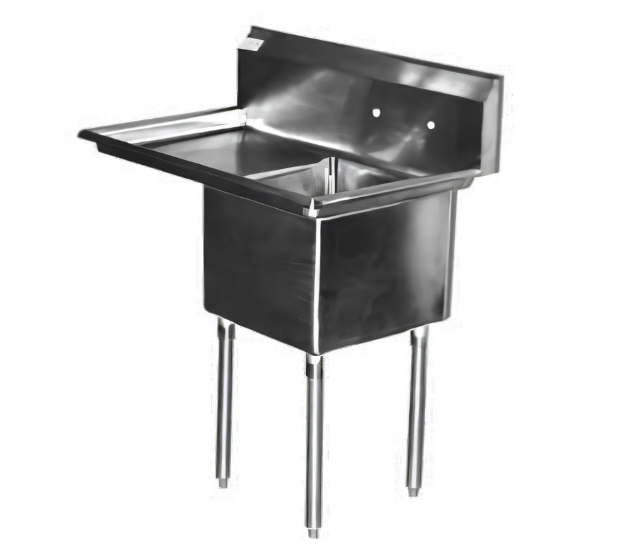 Product image #1 for Serv-Ware Economy 1-Compartment Sink with Left Drainboard, 18" x 18" x 12" Bowl, 18-Gauge 304 Stainless Steel