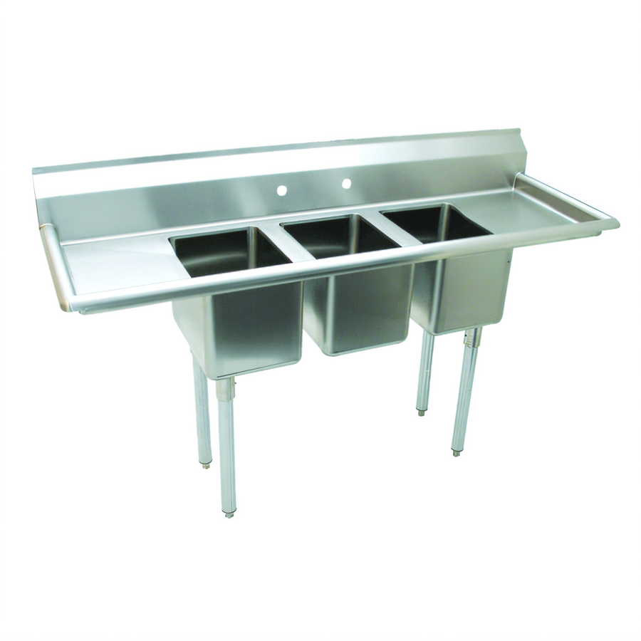 Product image #1 for Advance Tabco Special Value Series 3-Compartment Convenience Store Sink with Left & Right Drainboards, 58-Inch, 304 Stainless Steel