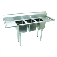 Advance Tabco Special Value Series 3-Compartment Convenience Store Sink with Left & Right Drainboards, 58-Inch, 304 Stainless Steel