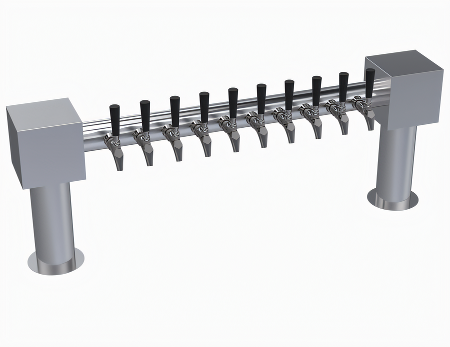 Product image #1 for Krowne Hammer Head 10-Faucet Glycol-Cooled Countertop Beer Tower, Brushed Stainless Steel