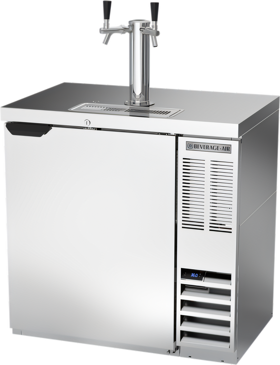 Product image #1 for Beverage-Air DD36HC-S 36-Inch Direct Draw Draft Beer Cooler with Solid Door, Dual-Faucet Tower, and 1/2 Keg Capacity