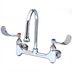 Thumbnail image #1 for Wall-Mount Medical Mixing Faucet with 5 1/2-Inch Rigid Gooseneck and Rosespray Outlet, 8-Inch Centers