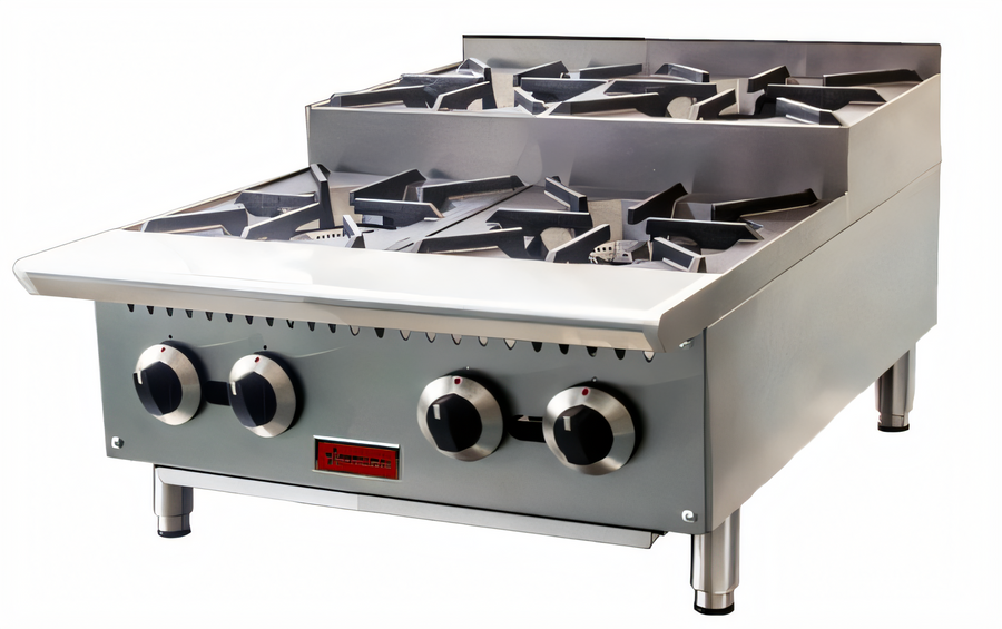 Product image #1 for Omcan Countertop Step-Up Natural Gas Hot Plate, 24-Inch, 4-Burner