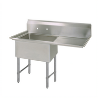BK Resources 1-Compartment Stainless Steel Sink with Right Drainboard and 9-Inch Backsplash, 36-1/2 Inch Wide