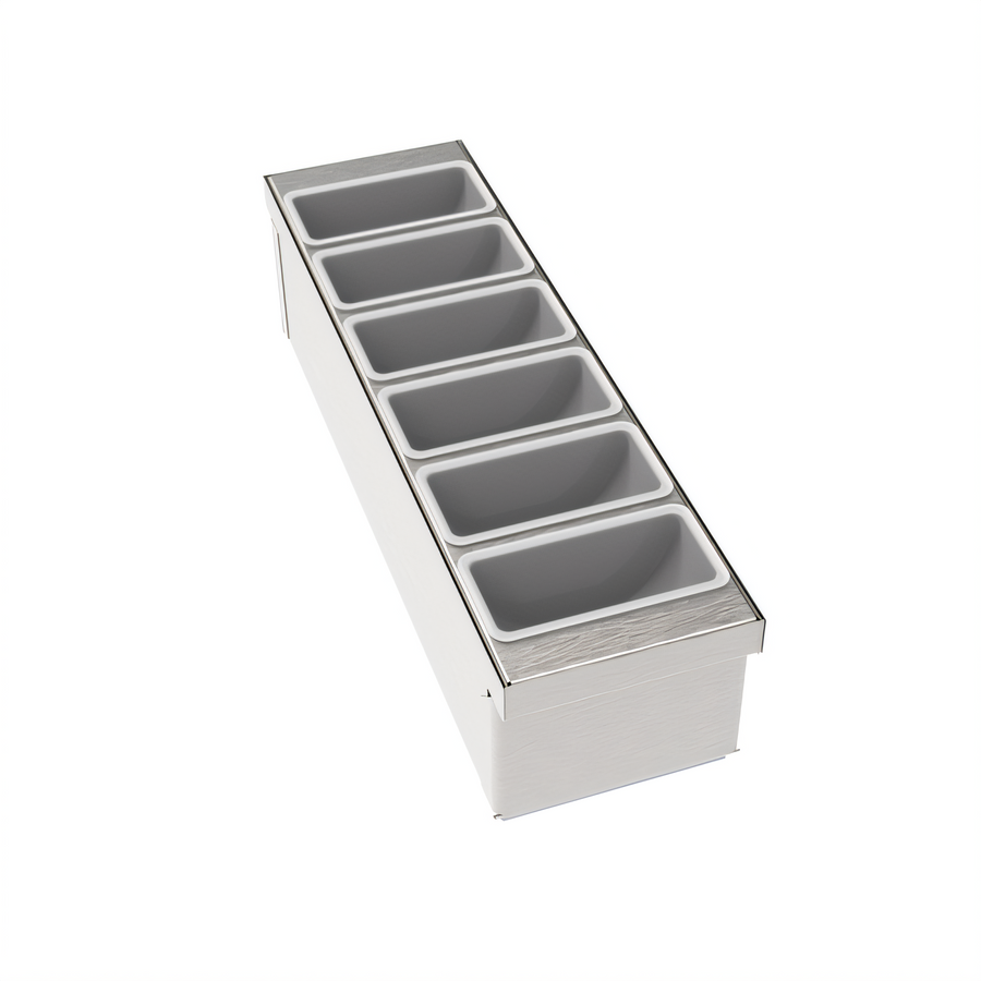 Product image #1 for MoveWell 6-Compartment Modular Garnish Rack Insert, 6" W x 21" D x 6" H