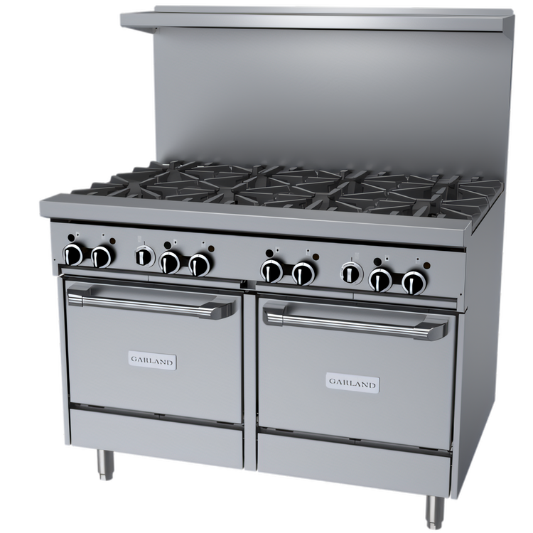 Product image #1 for Garland GF Starfire Pro 48-Inch Gas Restaurant Range with 8 Open Burners and 2 Space-Saver Ovens