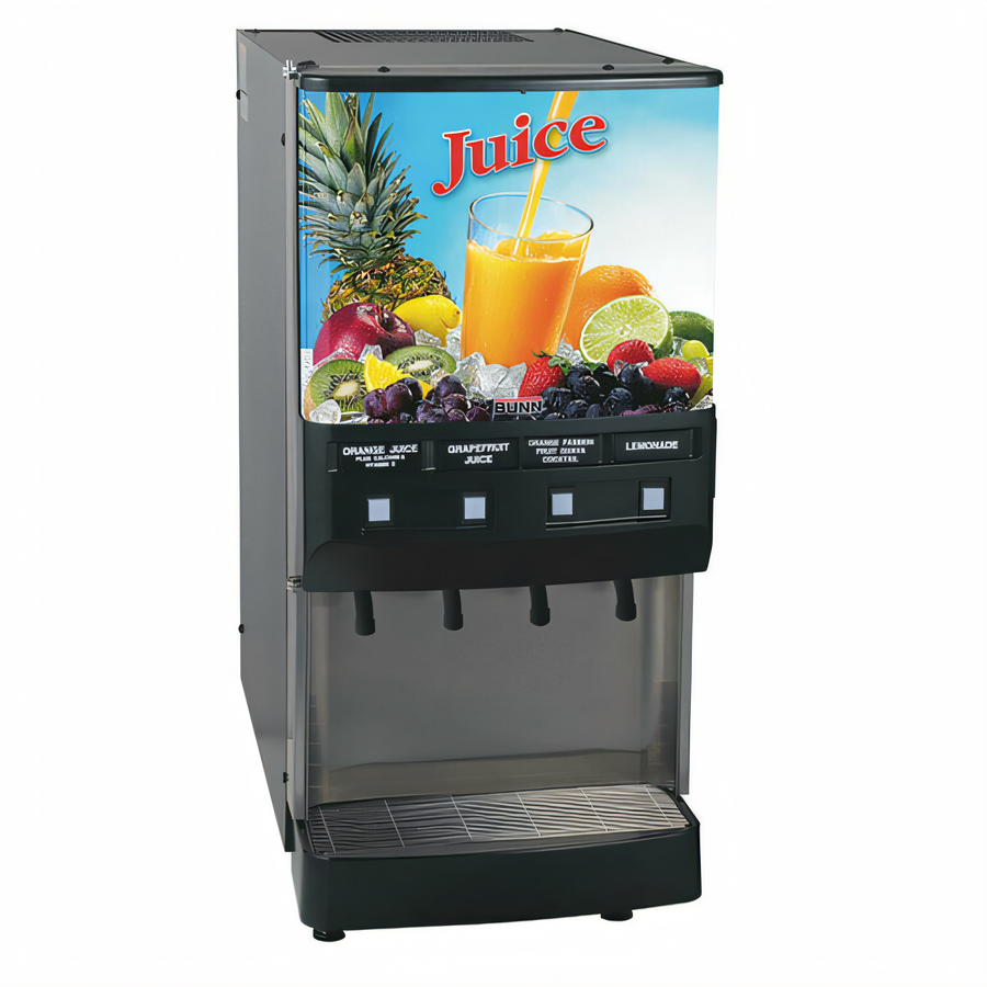 Product image #1 for BUNN Silver Series JDF-4S 4-Valve 4-Flavor Cold Beverage Dispenser System with Push-and-Hold Control