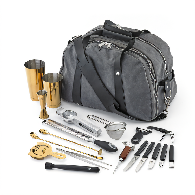 Product image #1 for Barfly Deluxe II 18-Piece Gold-Plated Bar Tool Set with Mixology Bag