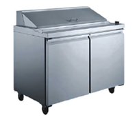 Omcan 47-Inch Two-Section Refrigerated Sandwich/Salad Prep Table, Rear-Mounted Self-Contained, 9.5 Cu. Ft., Stainless Steel