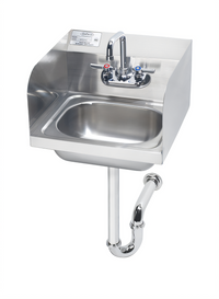 Krowne Stainless Steel Wall-Mount Hand Wash Sink with 14 x 10 x 5 Inch Bowl, Faucet, Side Splashes and P-Trap