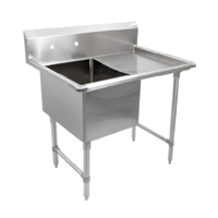 John Boos B Series 1-Compartment Sink with Right Drainboard and 10-Inch Backsplash