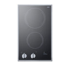 Thumbnail image #1 for Summit Commercial CR2B12ST 2-Burner Built-In Electric Radiant Cooktop with Black Ceramic Glass Surface and Manual Controls