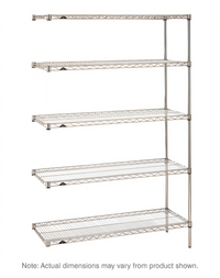 Metro Super Erecta® Add-On Wire Shelving Unit, 30 Inches W x 21 Inches D x 74 Inches H, 5-Tier, Chrome Plated