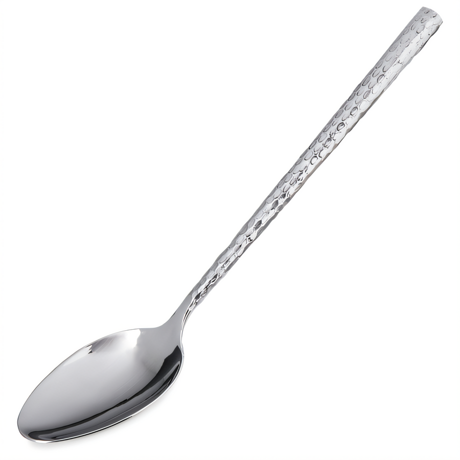 Product image #1 for Terra 10-Inch Solid Serving Spoon, Stainless Steel, Hammered Mirror Finish