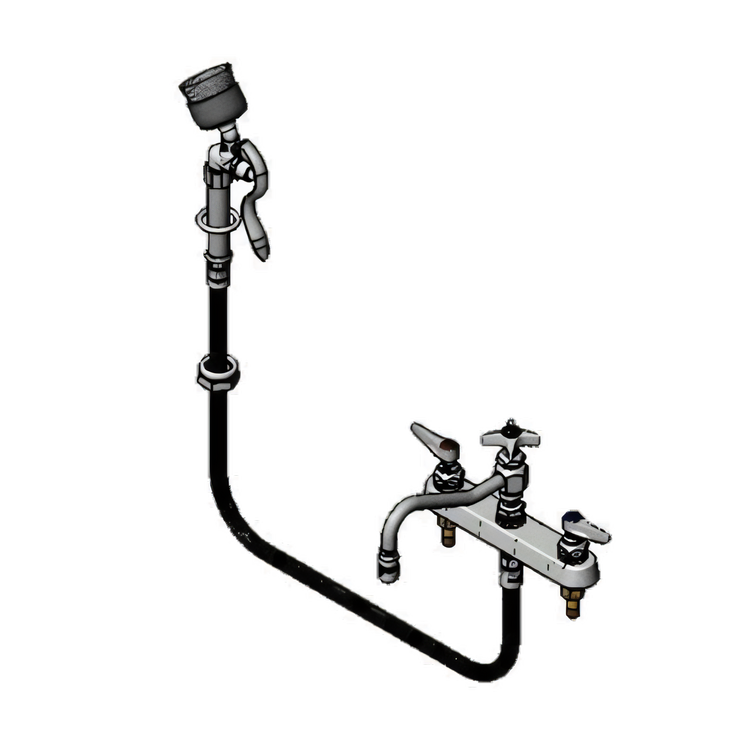 Product image #1 for T&S Brass B-1152-092A 8-Inch Center Deck-Mount Workboard Mixing Faucet with 8-Inch Swing Nozzle and Diverter