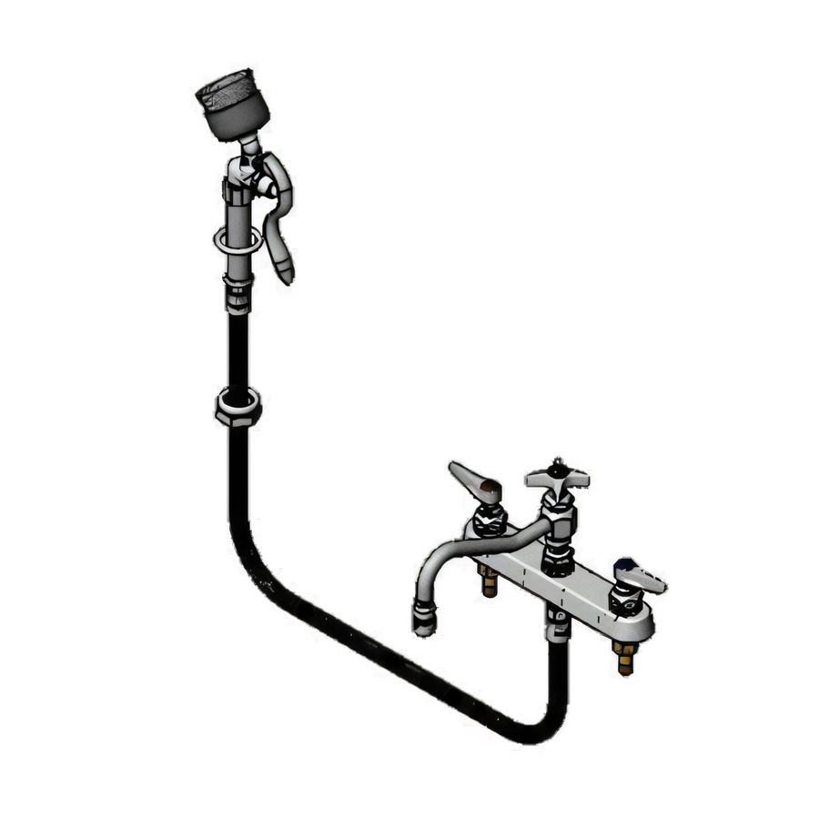Product image #1 for T&S Brass B-1152-092A 8-Inch Center Deck-Mount Workboard Mixing Faucet with 8-Inch Swing Nozzle and Diverter